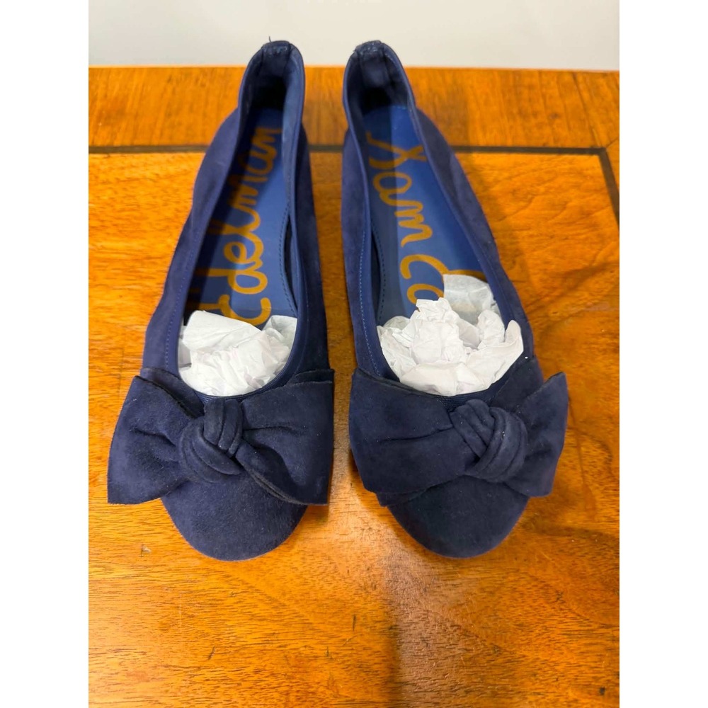 Sam Edelman Felicia Navy Blue‎ Suede Ballet Flats Bow Round Toe Womens 6M
